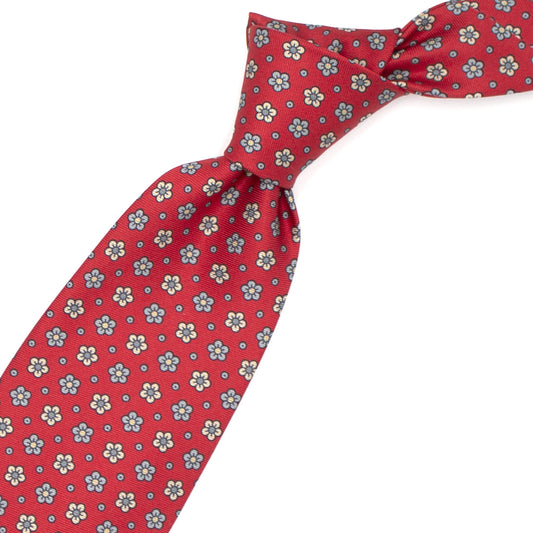 Cravatta rossa con margherite