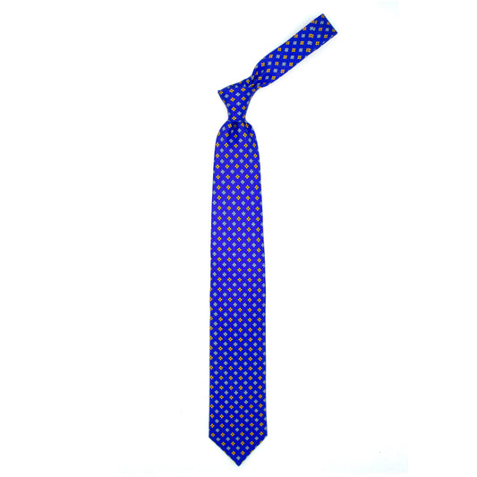 Cravatta azzurra con fiori gialli e azzurro chiaro