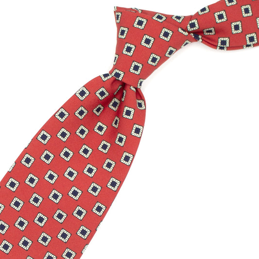 Cravatta rossa con quadrati blu