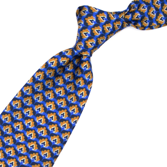 Cravatta azzurro chiaro con pattern blu e arancione