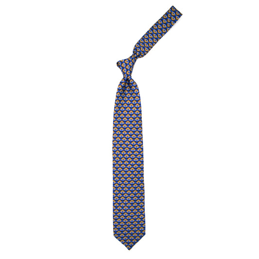 Cravatta azzurro chiaro con pattern blu e arancione