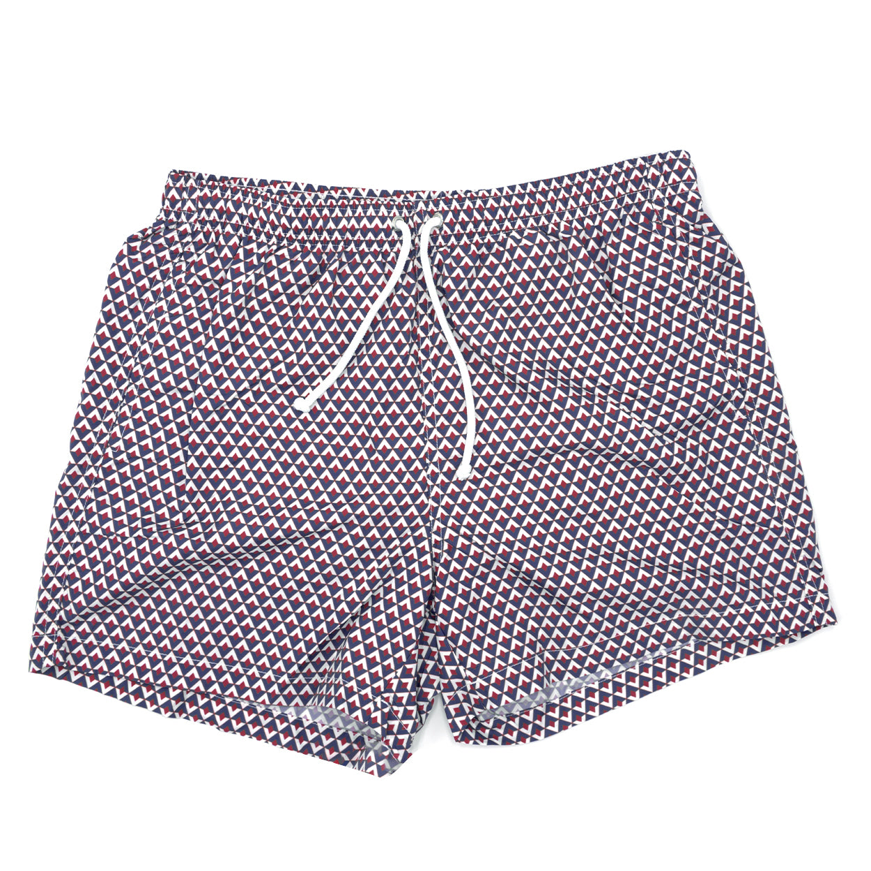 Costume con pattern rombi blu, bianco e rosso