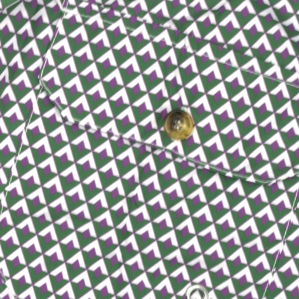 Costume con pattern rombi verde, bianco e viola