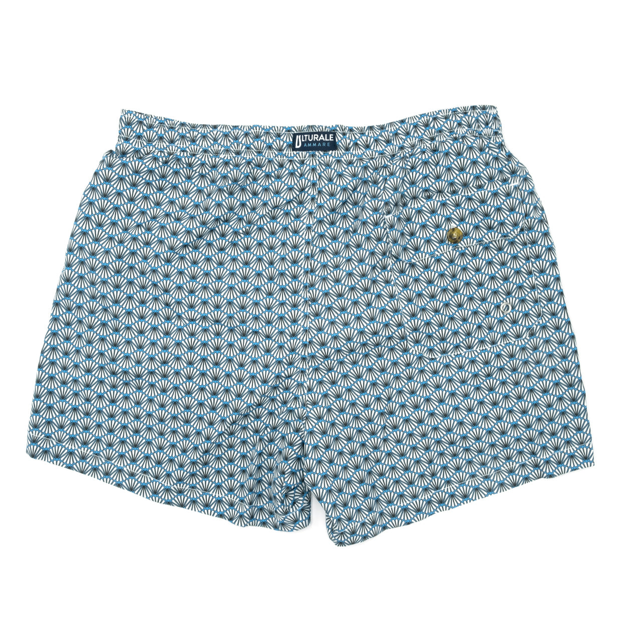 Costume con pattern ventagli bianco e azzurro