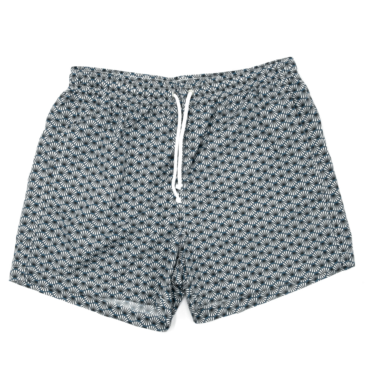 Costume con pattern ventagli bianco e blu