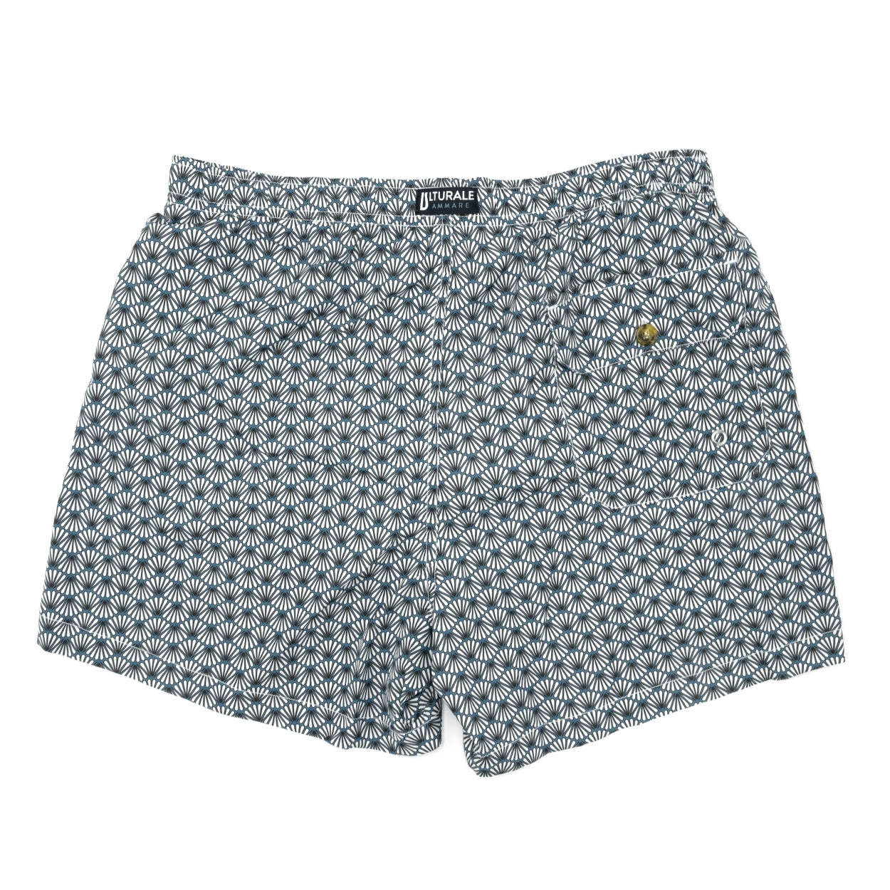 Costume con pattern ventagli bianco e blu