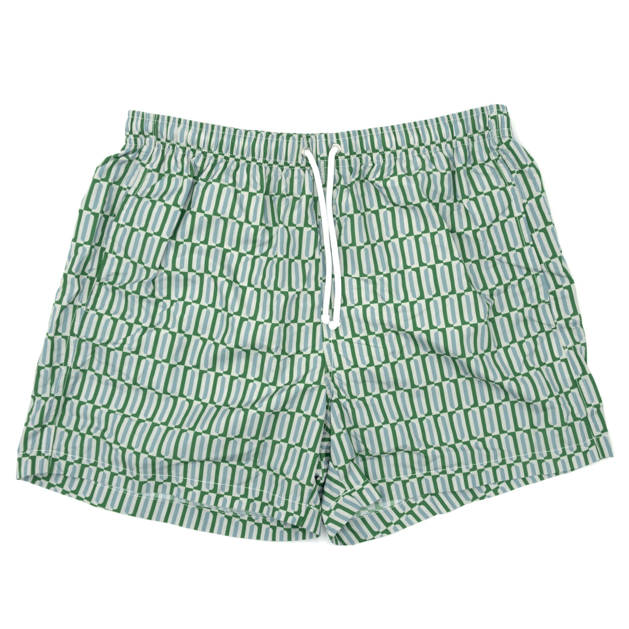 Costume con pattern geometrico verticale verde e azzurro