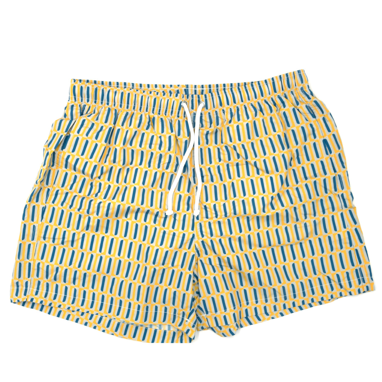 Costume con pattern geometrico verticale giallo e blu