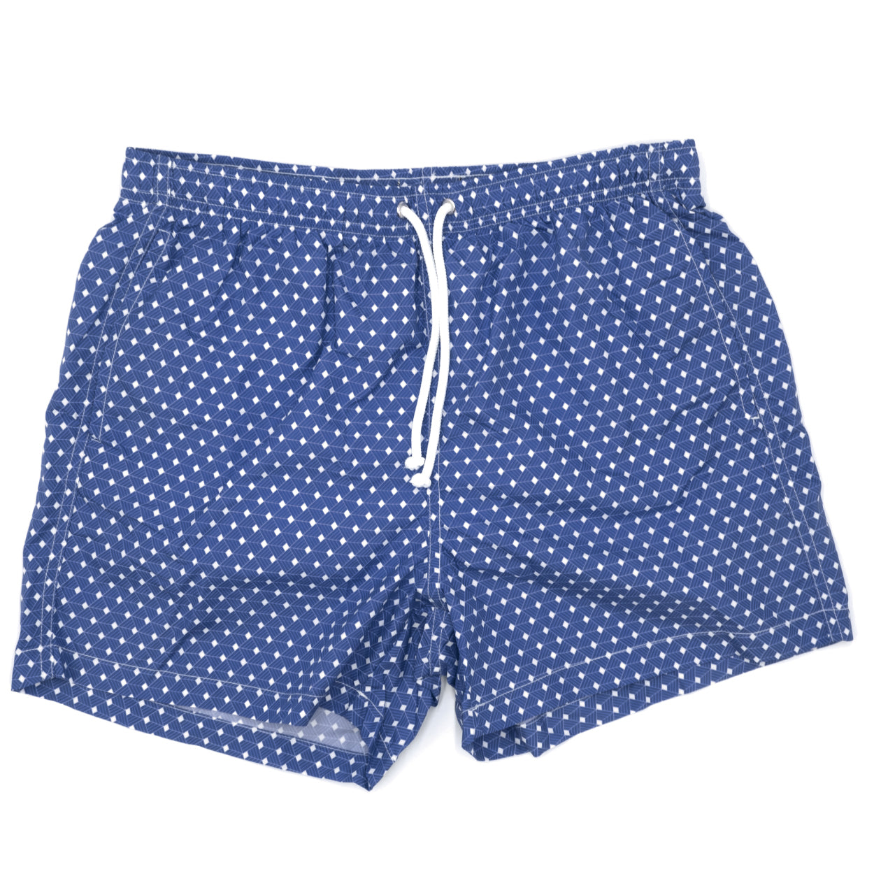 Costume con pattern geometrico quadrato blu e bianco