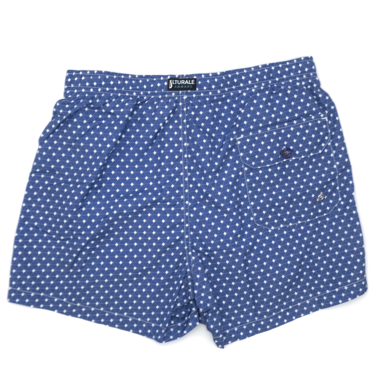 Costume con pattern geometrico quadrato blu e bianco