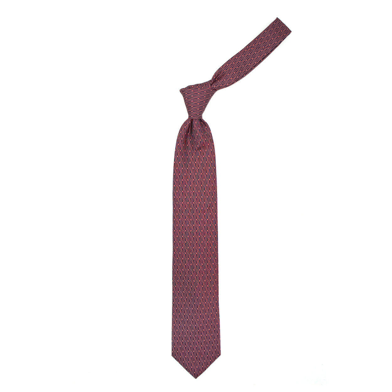 Cravatta blu con pattern Ulturale rosso