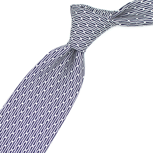 Cravatta blu con pattern Ulturale bianco