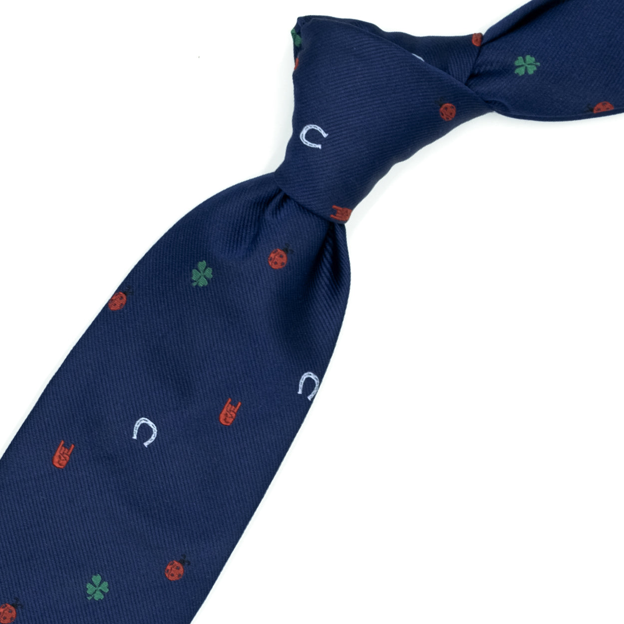 Cravatta blu con simboli scaramantici