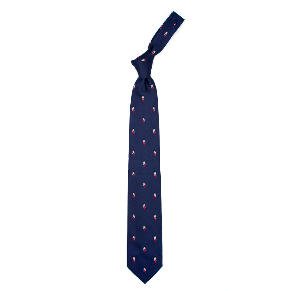 Cravatta blu con gobbetti rossi