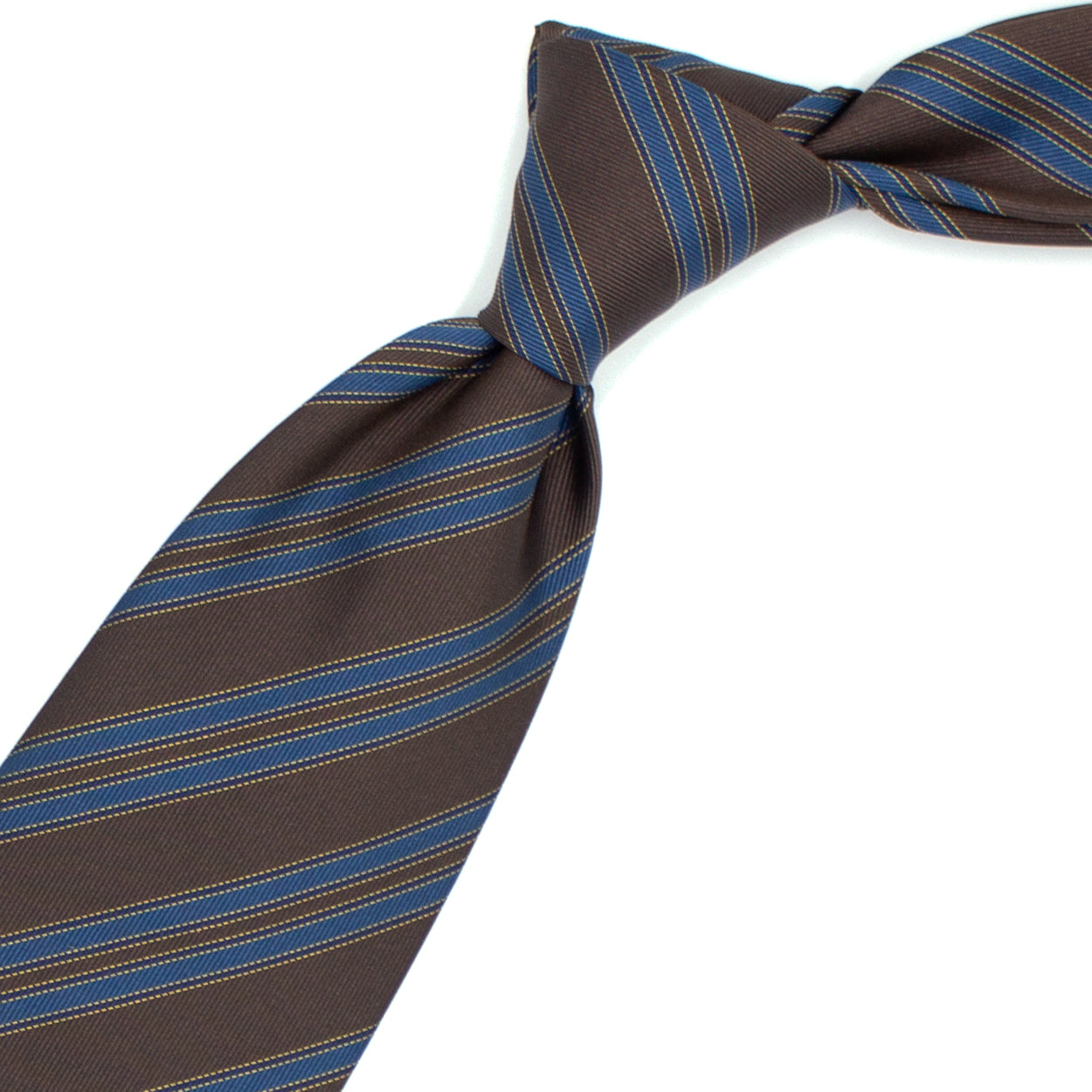Cravatta marrone con righe blu petrolio