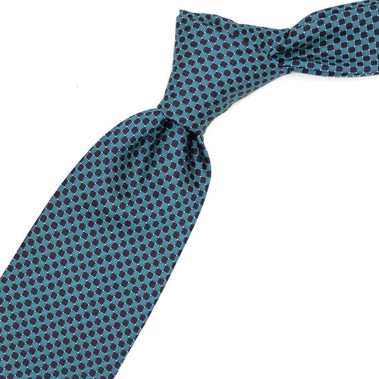Cravatta con pattern geometrico blu e azzurro