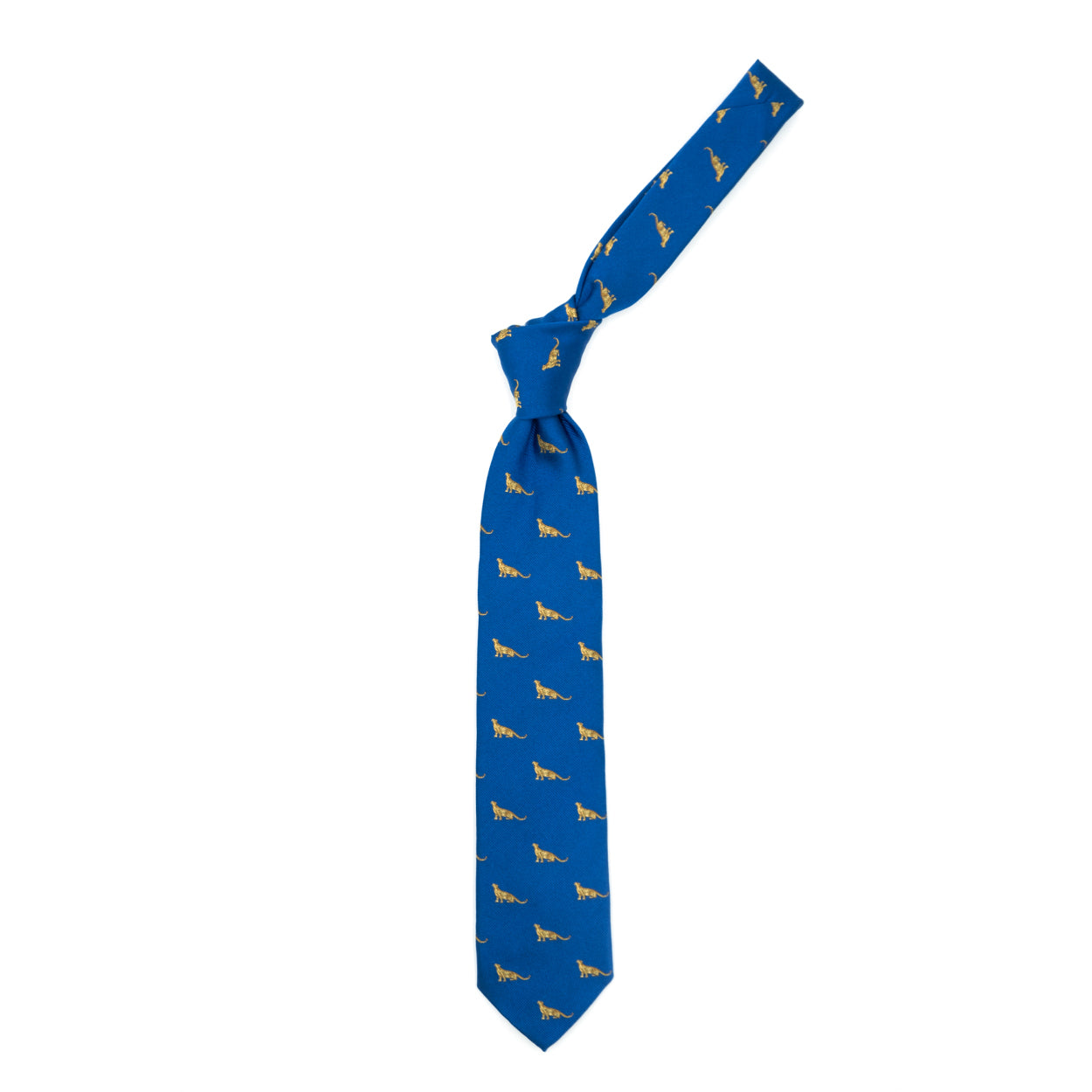 Cravatta azzurra con leopardi