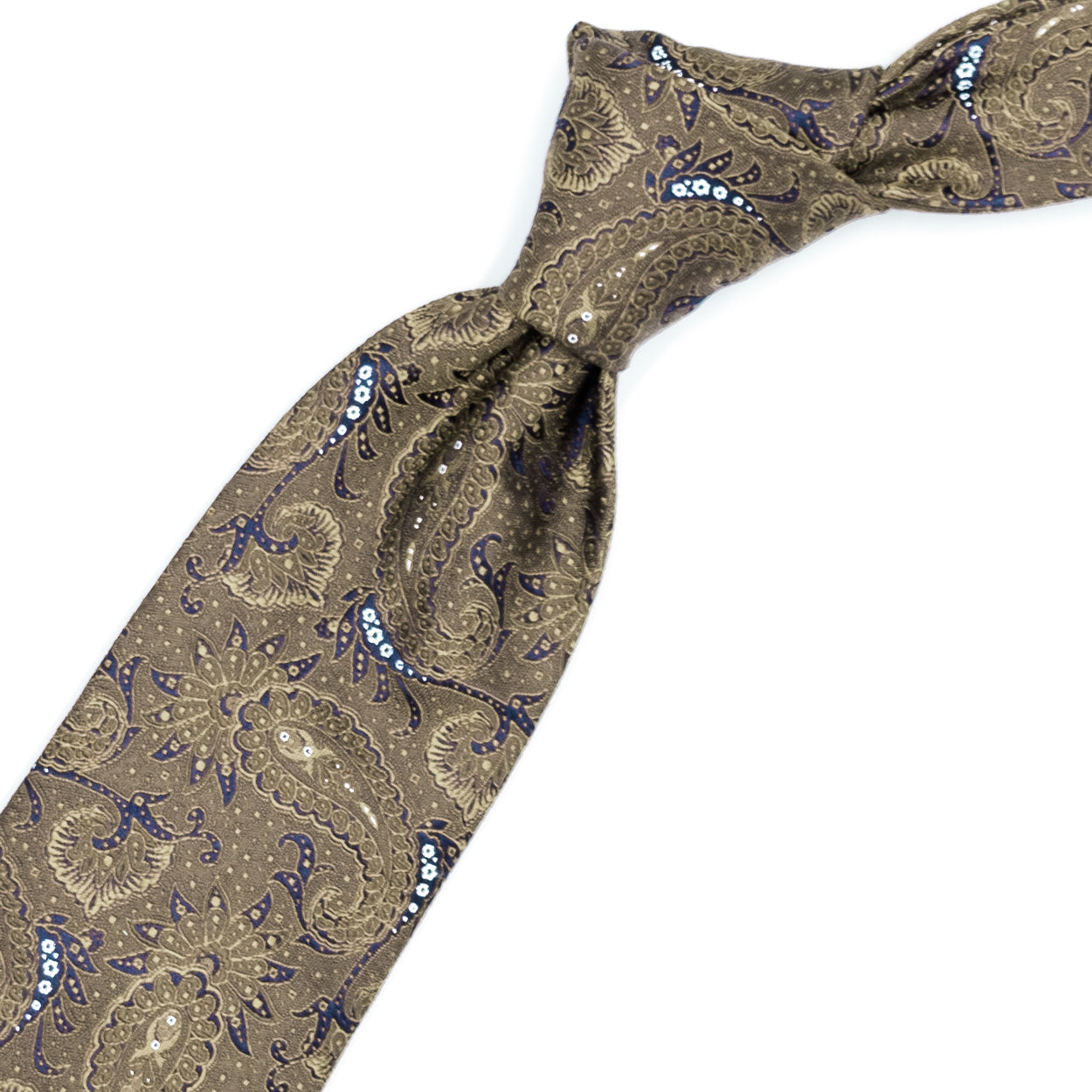 Cravatta marrone chiaro con paisley