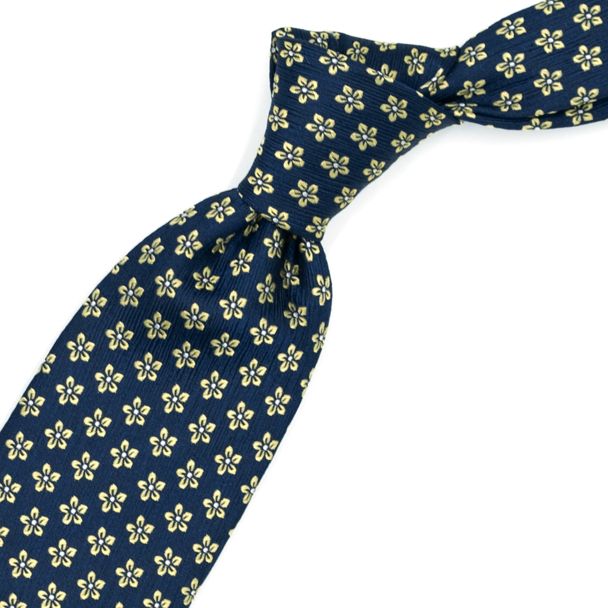 Cravatta blu con fiori gialli