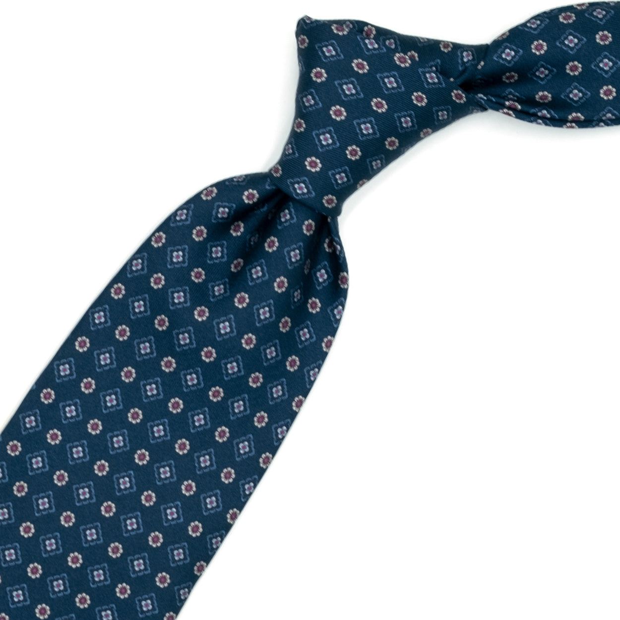 Cravatta blu con fiorellini bianchi e azzurri