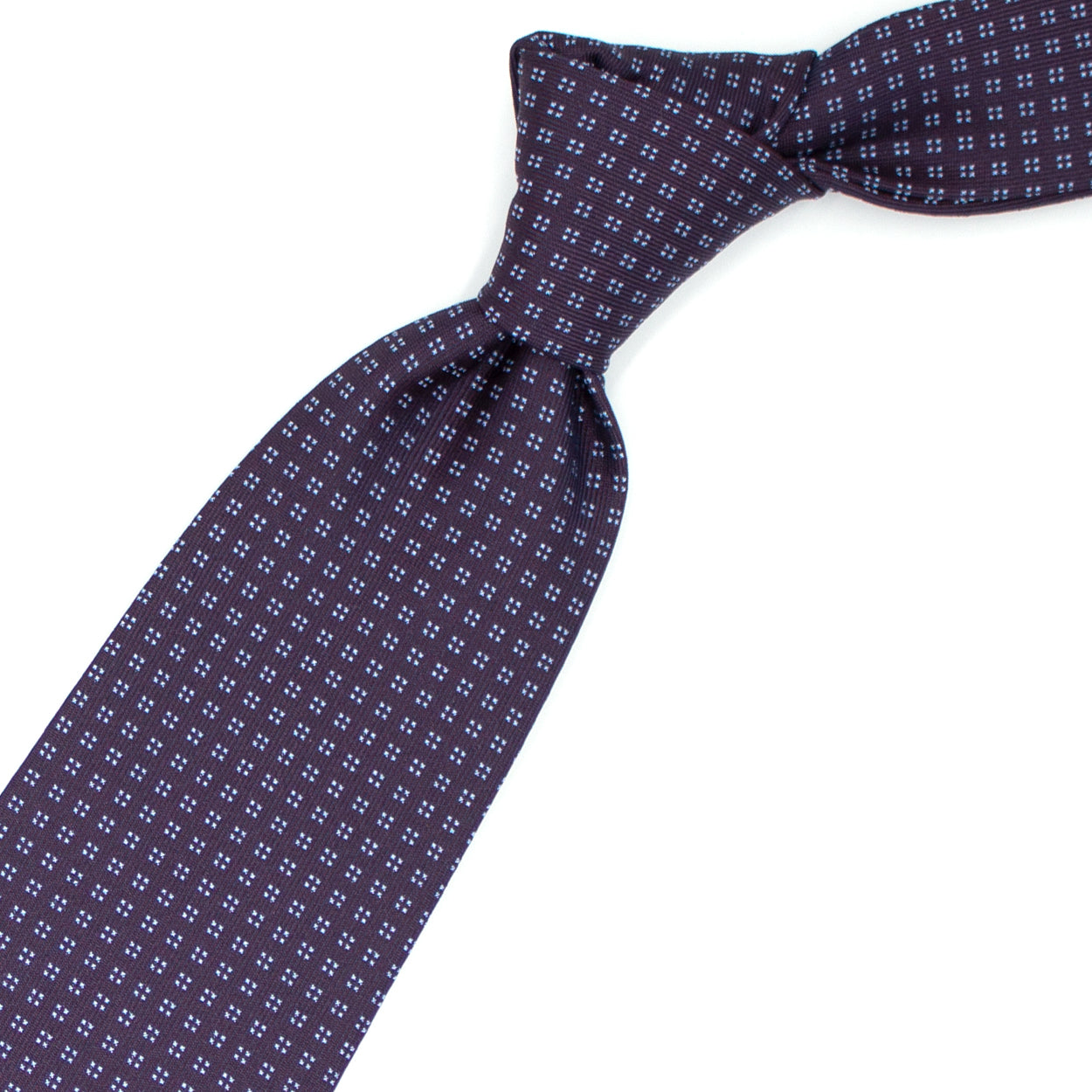 Cravatta vinaccia con quadratini azzurri