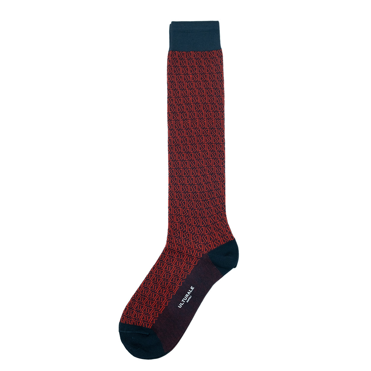 Calza blu con pattern Ulturale rosso 100% cotone filoscozia