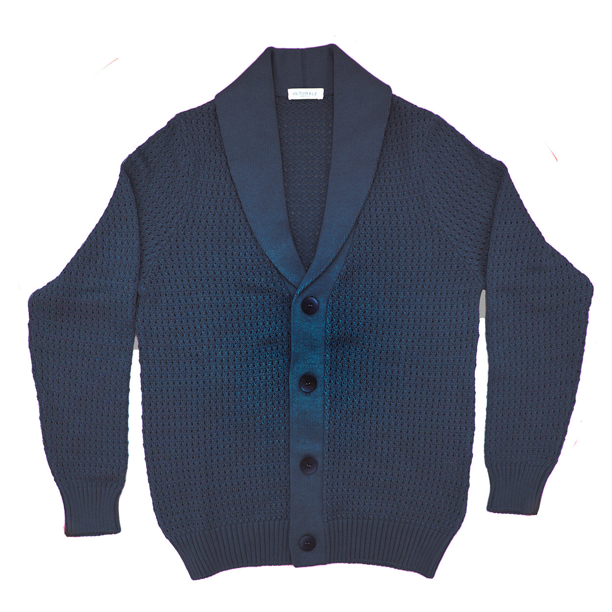 Cardigan blu collo sciallato