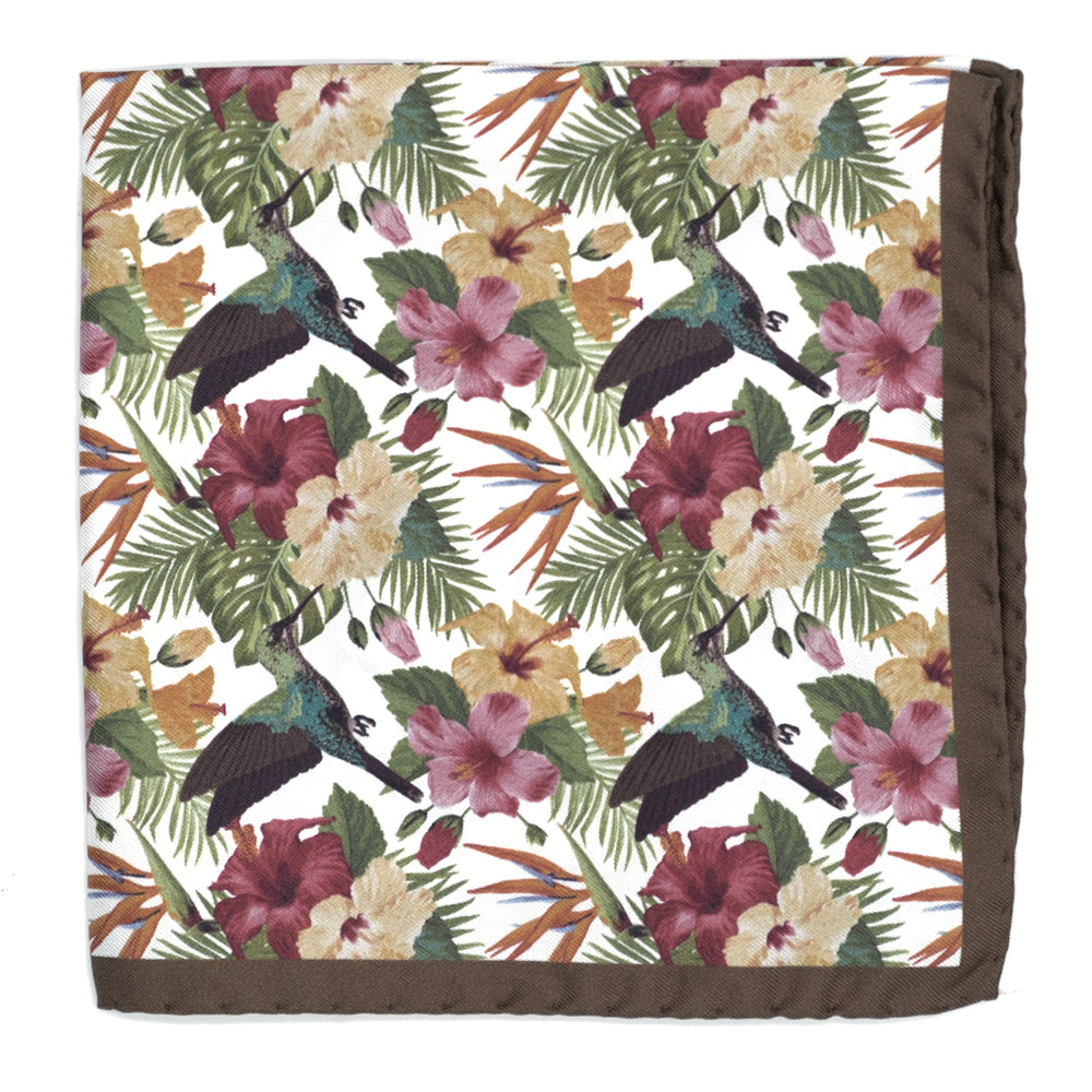 Pochette fondo bianco con fiori colorati