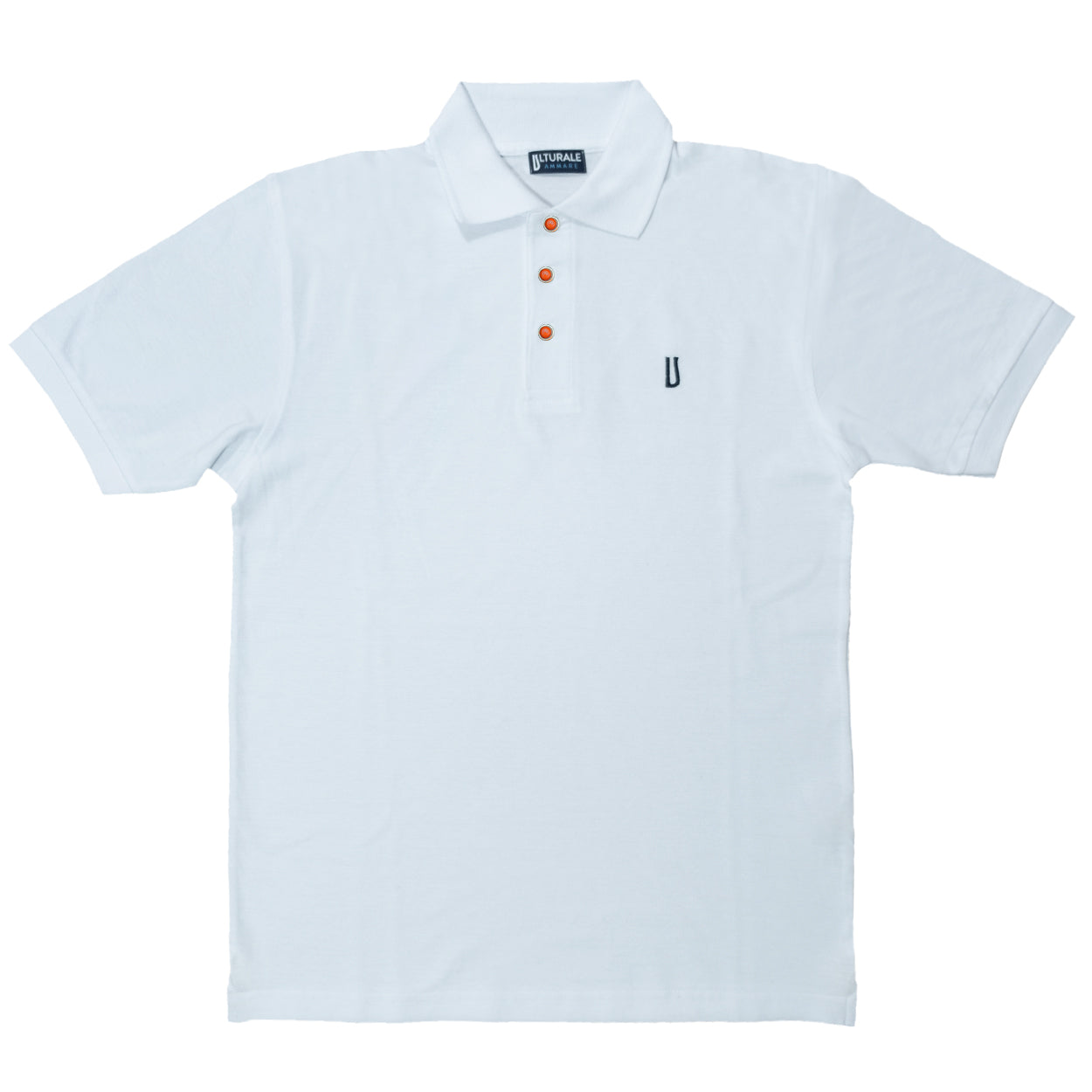 Polo bianca con bottoni in corallo e argento