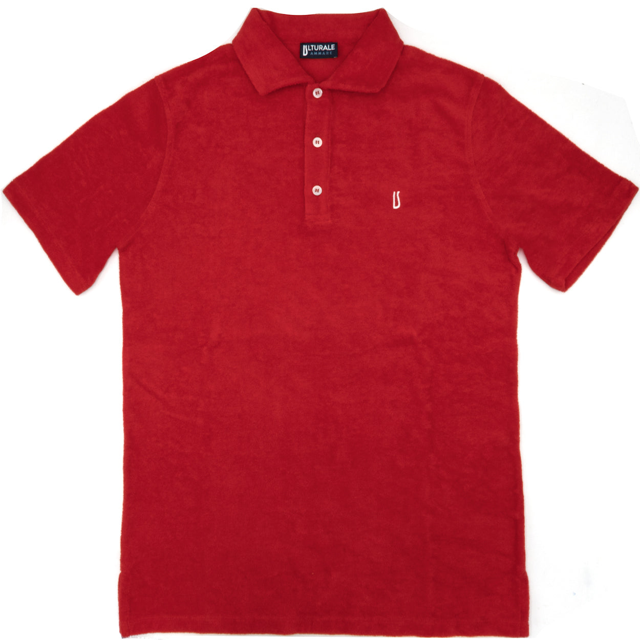Polo in spugna rossa con logo Ulturale bianco