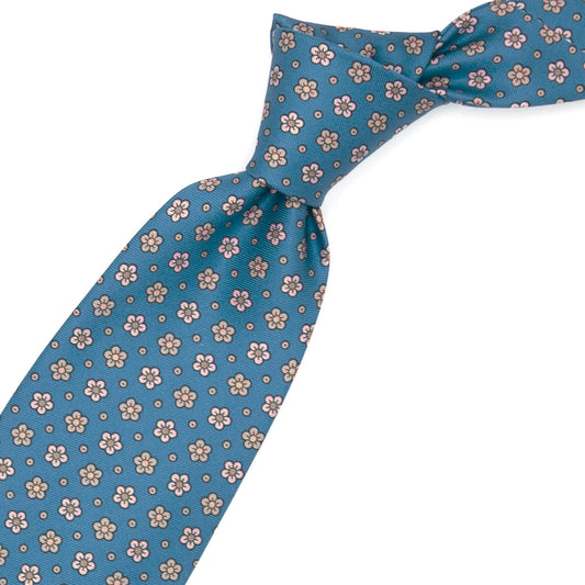 Cravatta azzurra con margherite