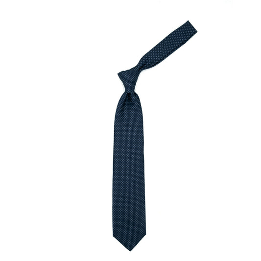 Cravatta blu con pattern geometrico tono su tono e grigio