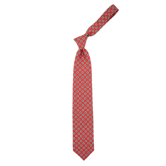 Cravatta rossa con quadrati blu
