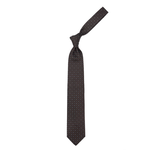 Cravatta marrone con quadratini bianchi