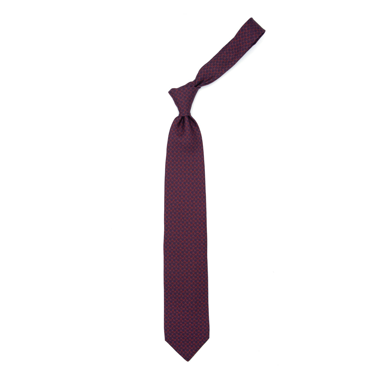Cravatta bordeaux con pattern astratto rosso