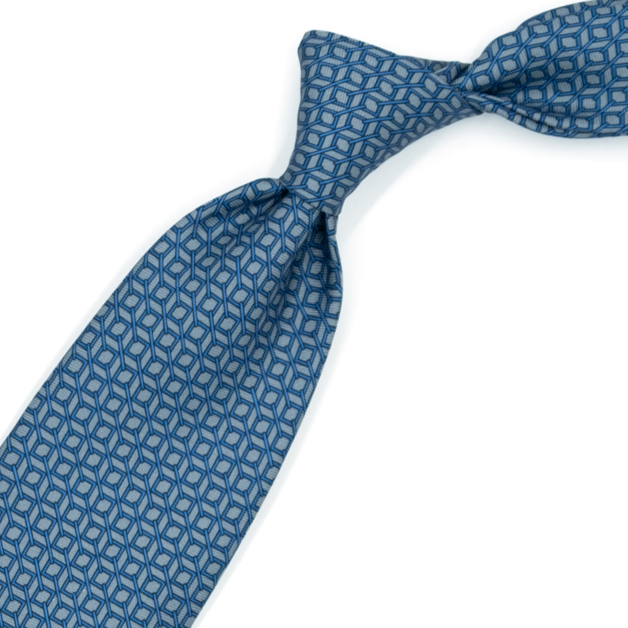 Cravatta grigia con catena azzurra