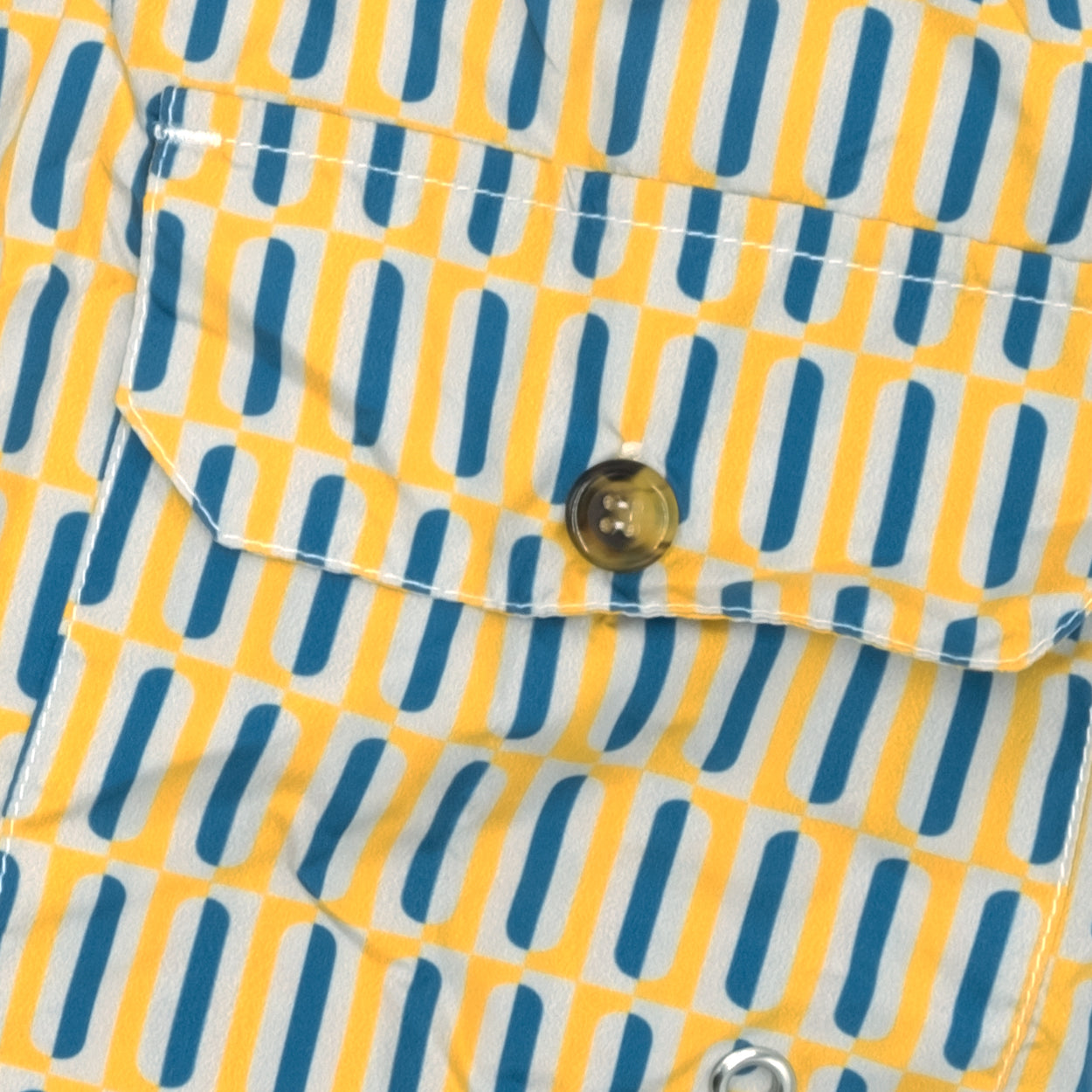 Costume con pattern geometrico verticale giallo e blu