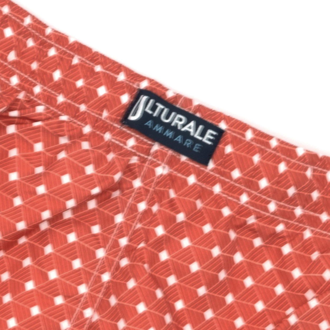 Costume con pattern geometrico quadrato rosso e bianco