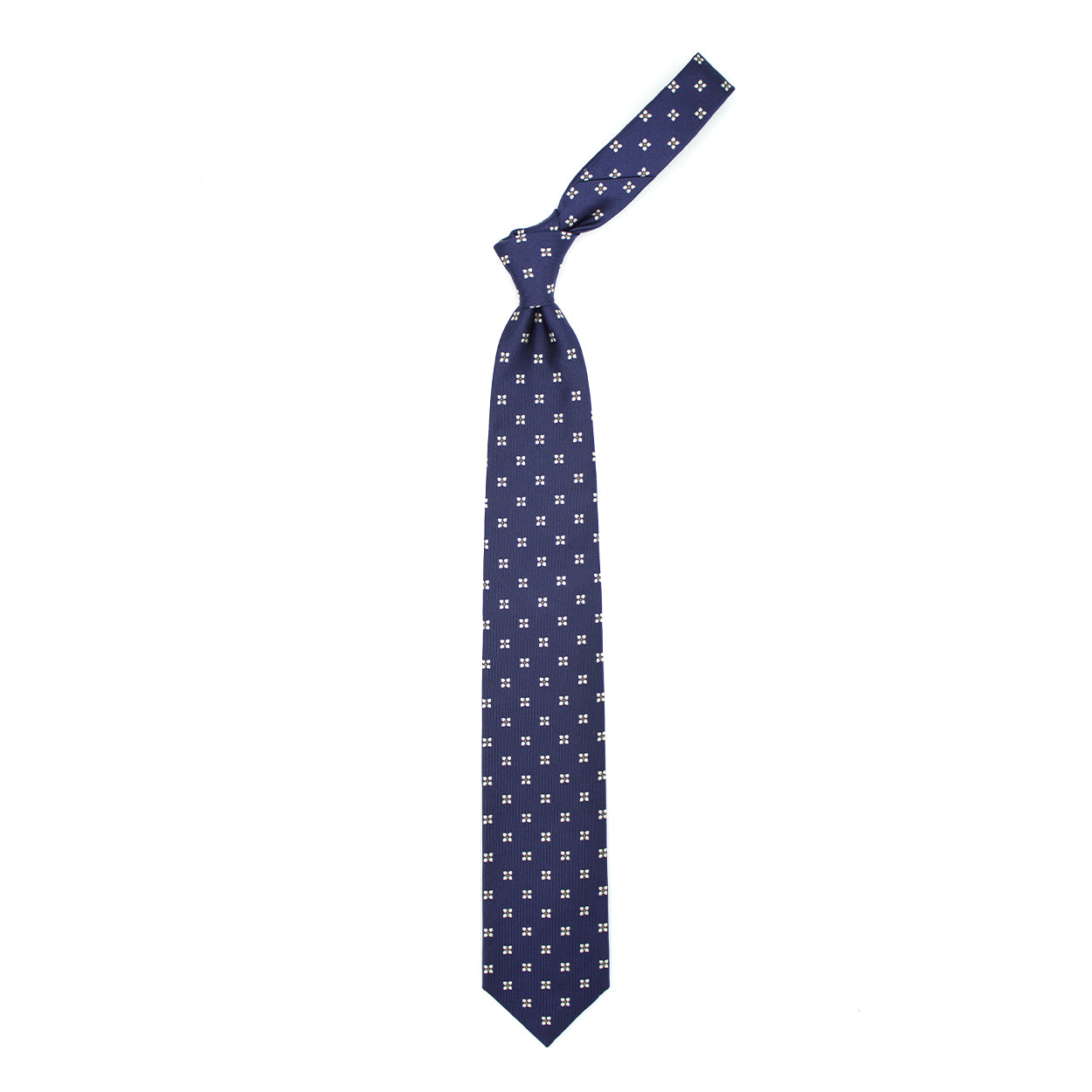 Cravatta blu con pattern geometrico bianco