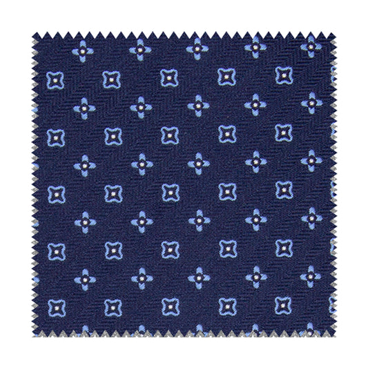 Blue fabric with blue flowers and white dots