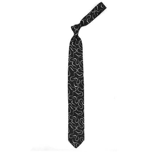 Cravatta nera con pattern astratto bianco