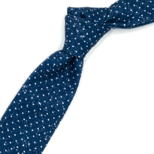 Cravatta blu con puntini bianchi