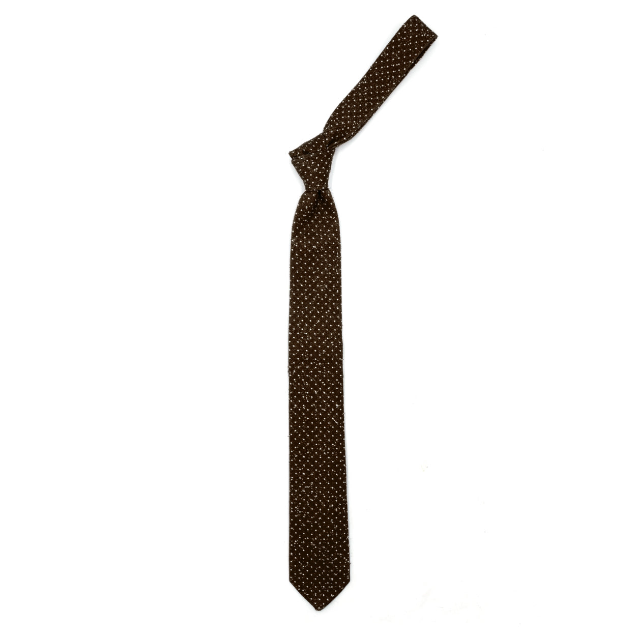 Cravatta marrone con puntini bianchi