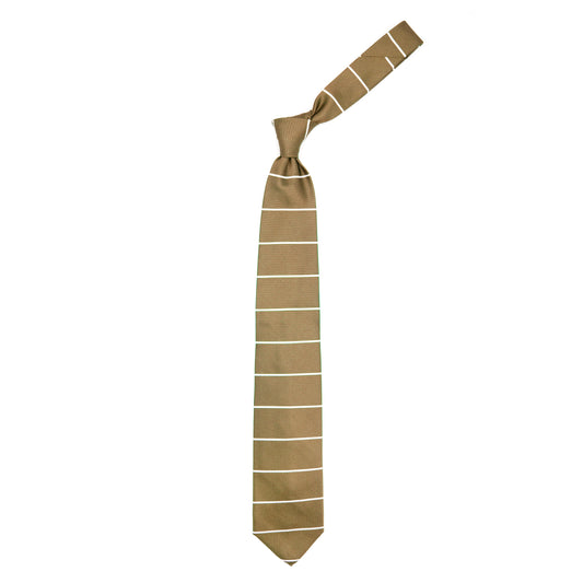Cravatta beige con righe bianche