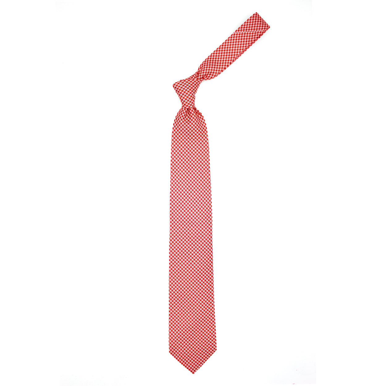 Cravatta con pied de poule bianco e rosso