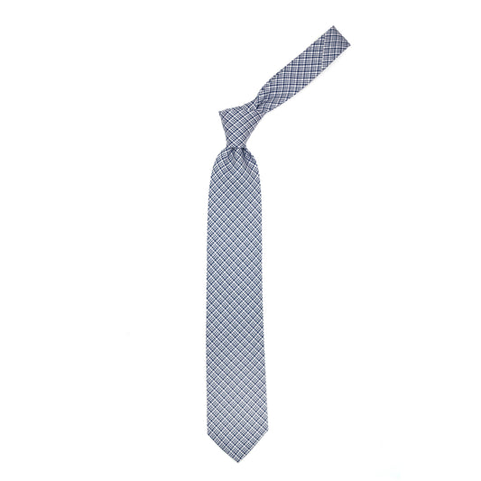 Cravatta a quadri bianca e blu