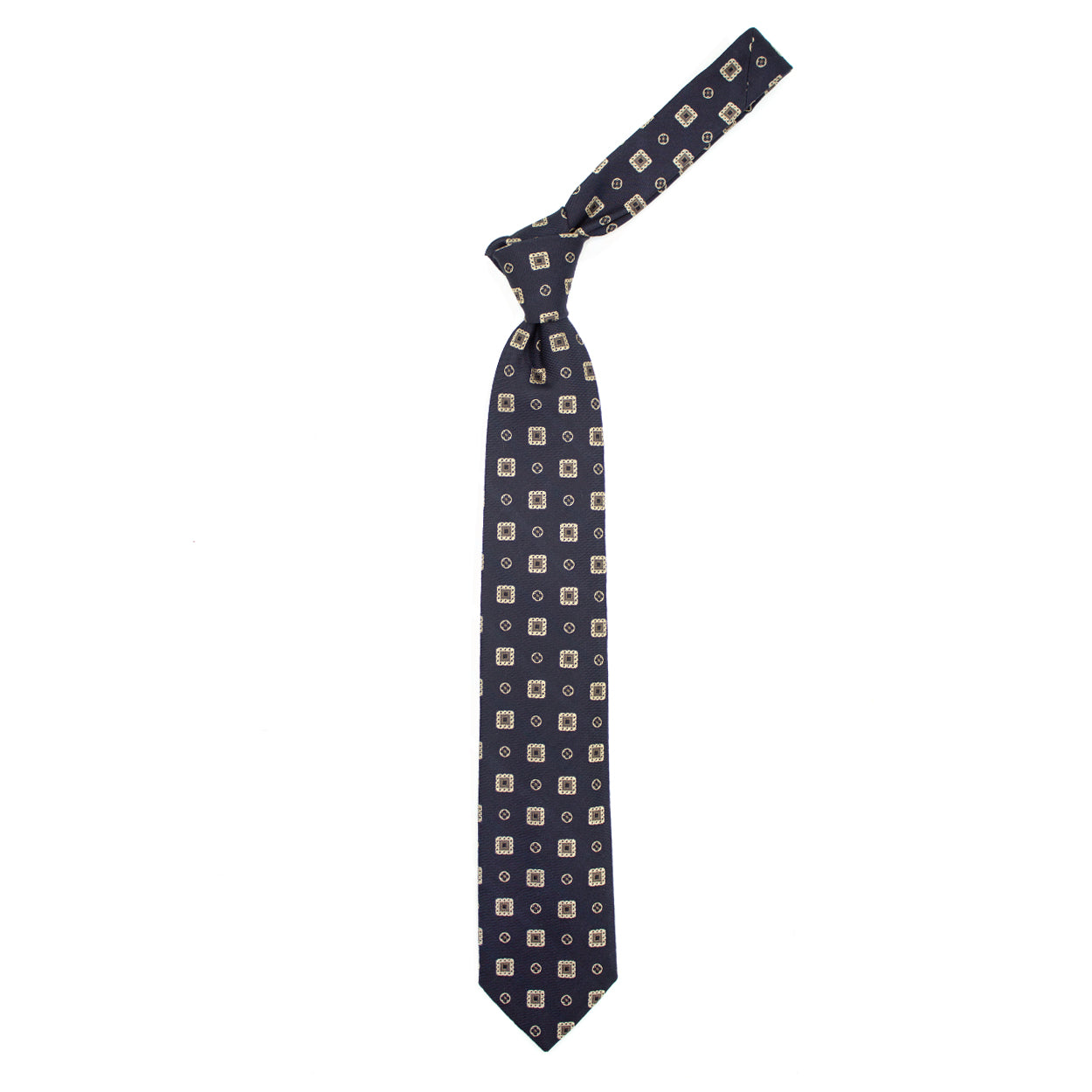 Cravatta nera con pattern oro, marrone e nero