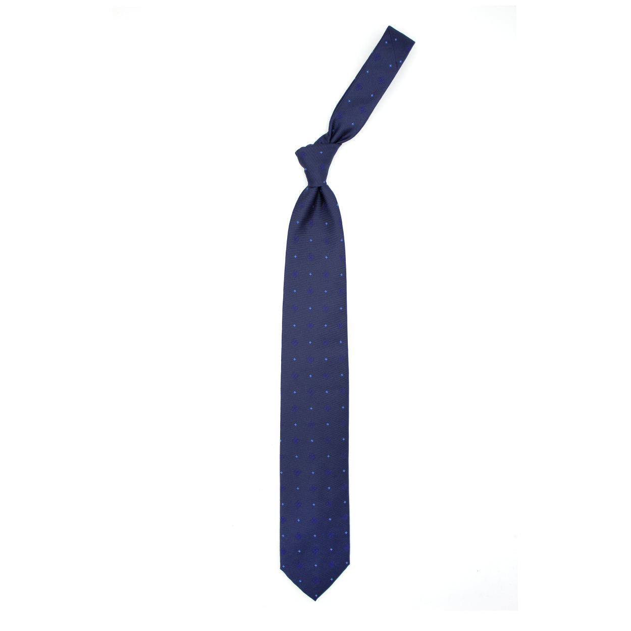 Cravatta blu con fiorellini azzurri e blu tono su tono