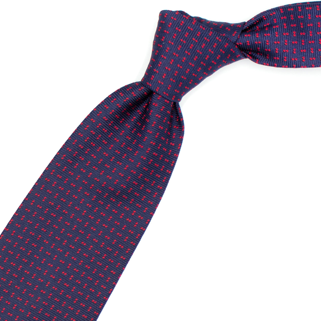 Cravatta blu con puntini rossi