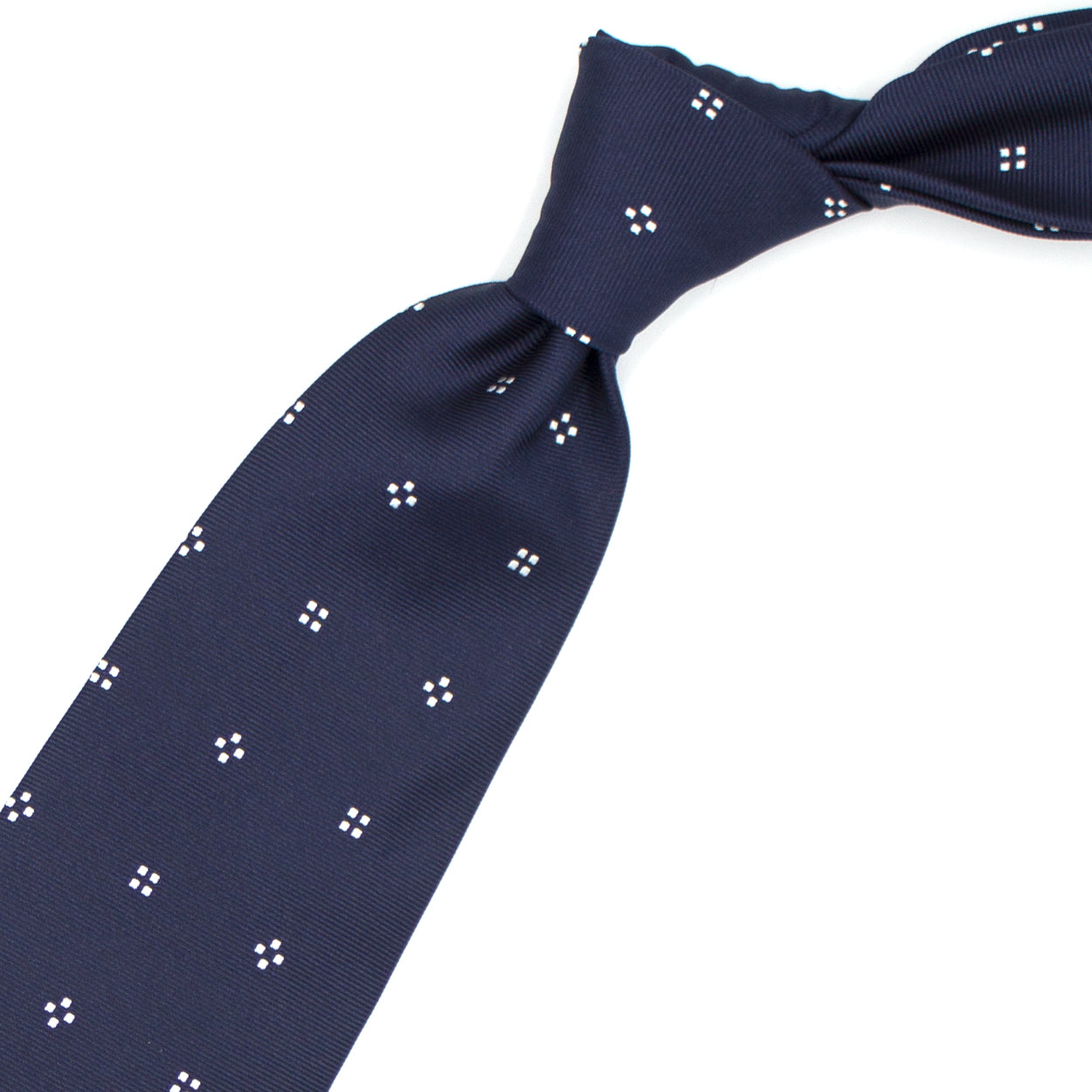 Cravatta blu con pattern geometrico bianco
